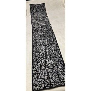 66” Halloween Spiderweb Table Runner Fall Kitchen Dining Grey And Velvety Black
